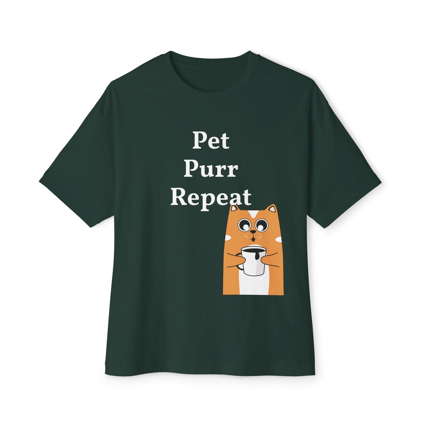 Cute Cat Lover Boxy Tee - Pet Purr Repeat Shirt