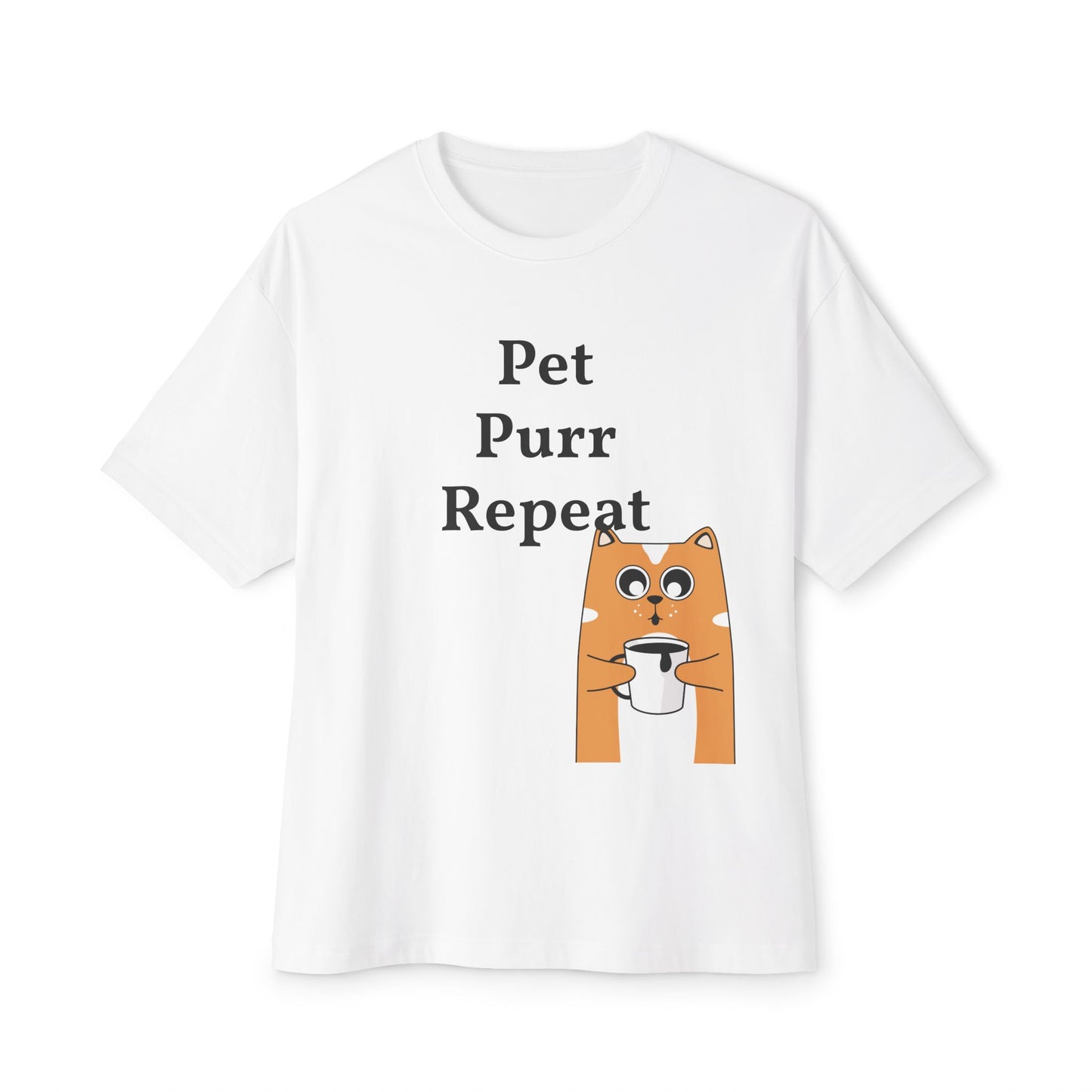 Cute Cat Lover Boxy Tee - Pet Purr Repeat Shirt
