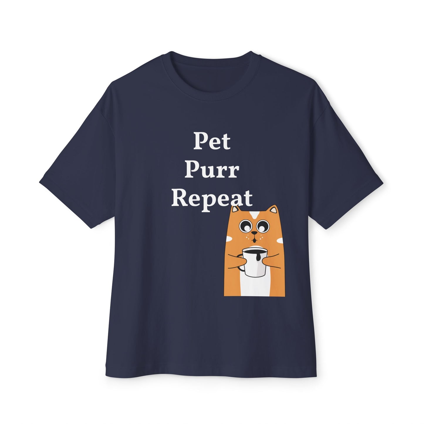 Cute Cat Lover Boxy Tee - Pet Purr Repeat Shirt
