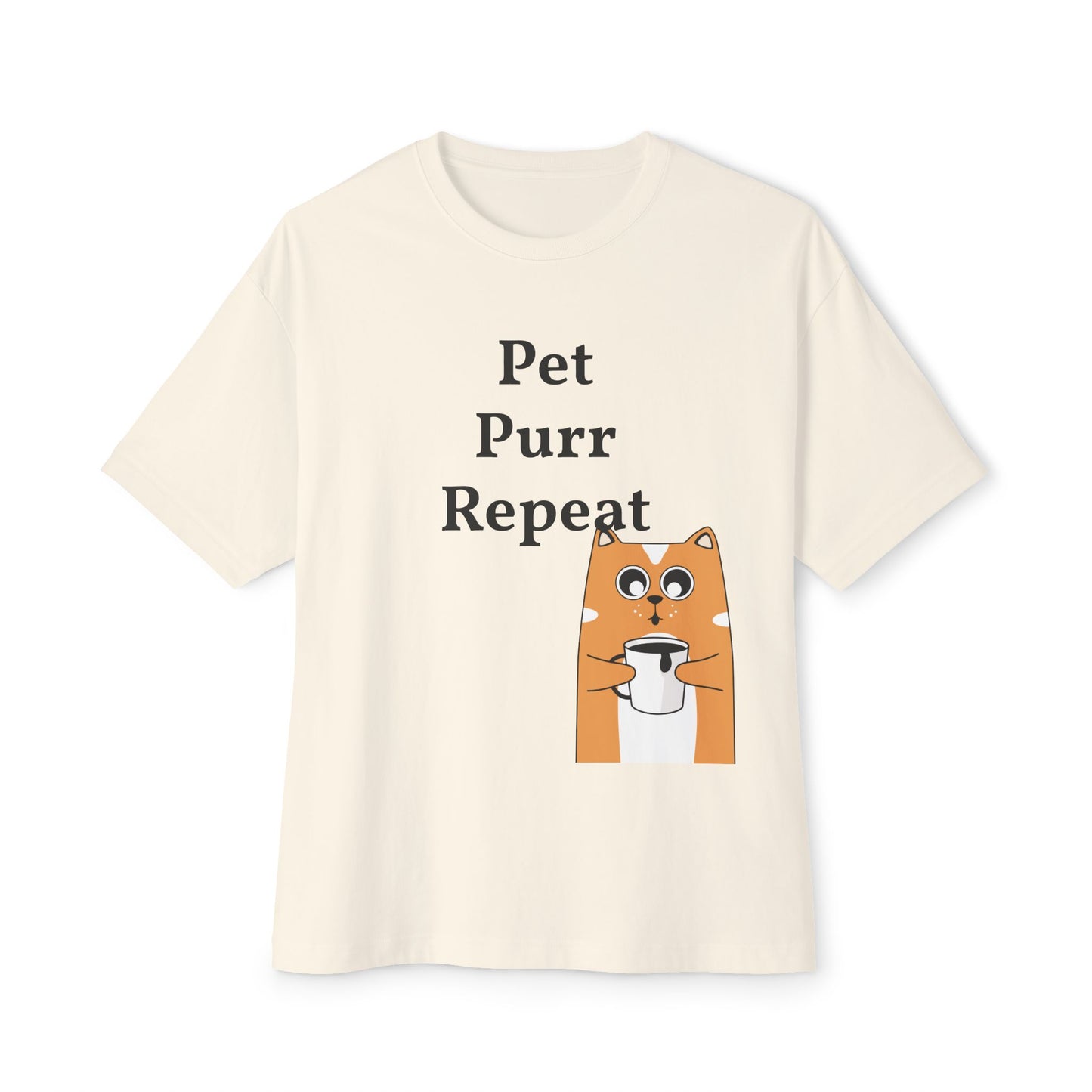 Cute Cat Lover Boxy Tee - Pet Purr Repeat Shirt