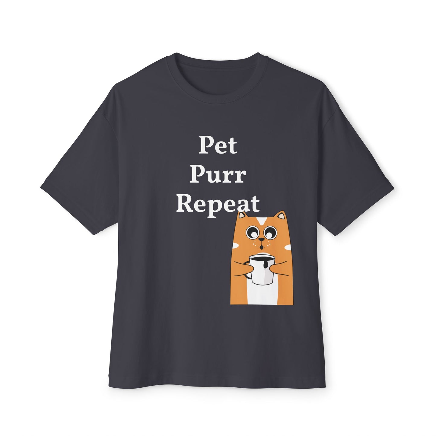 Cute Cat Lover Boxy Tee - Pet Purr Repeat Shirt