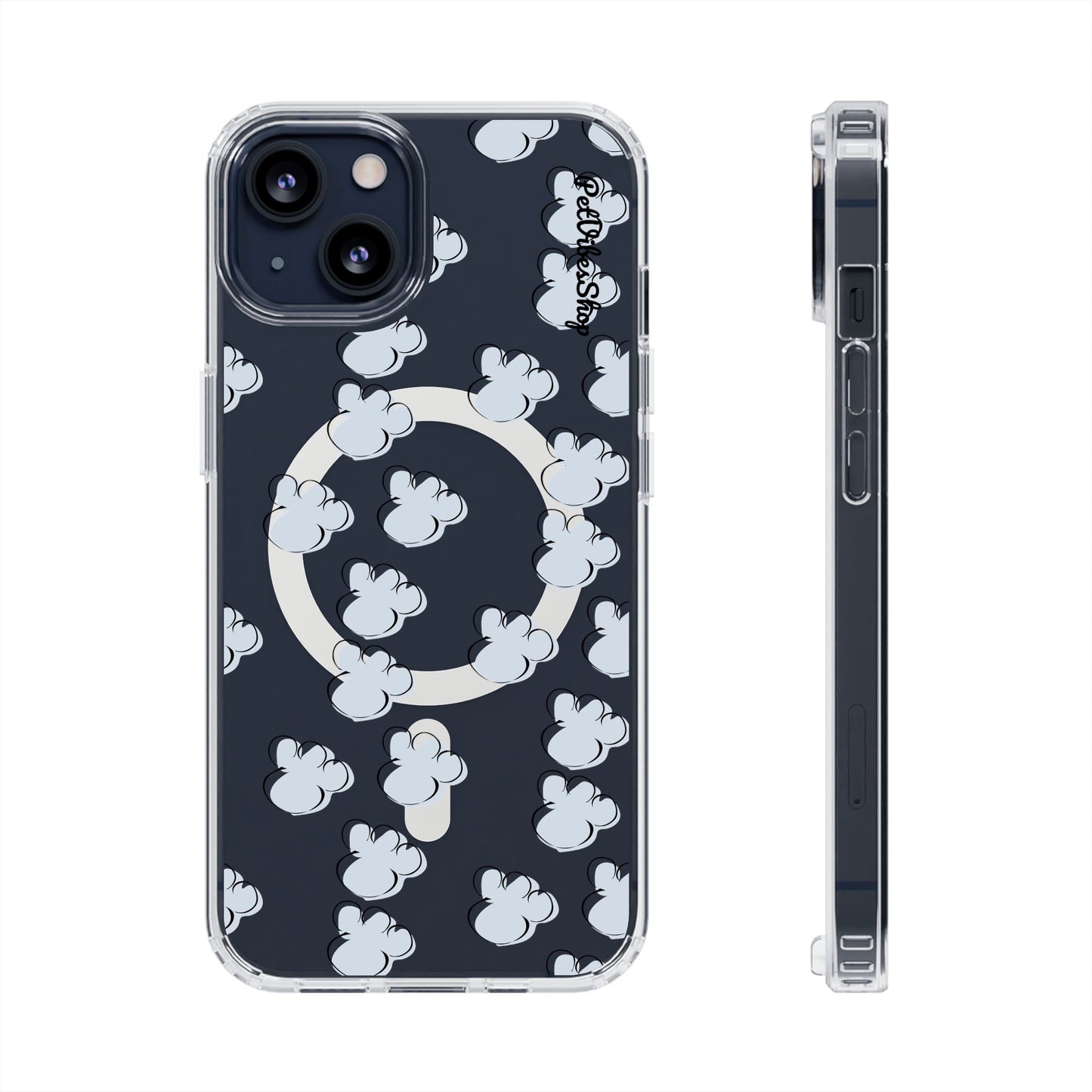 Magnetic Clear Phone Case With Paw Prints