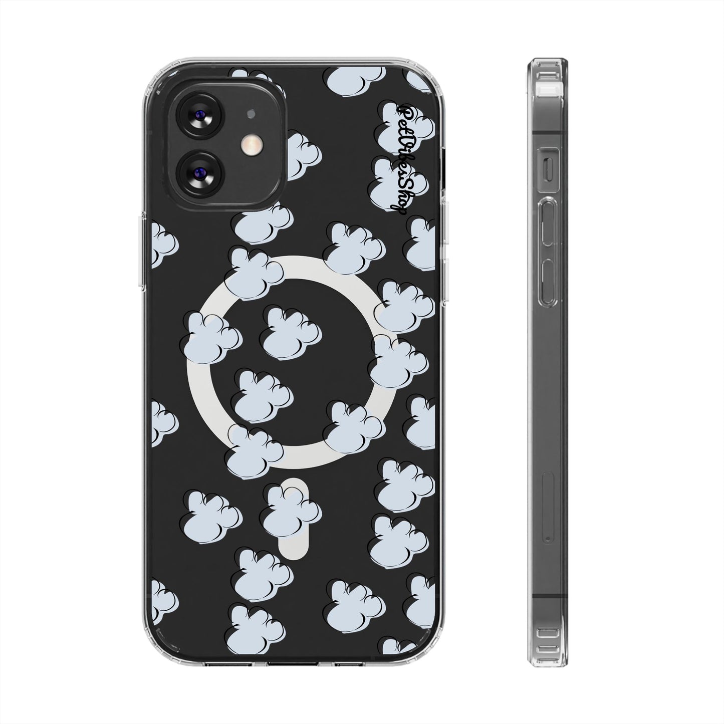 Magnetic Clear Phone Case With Paw Prints